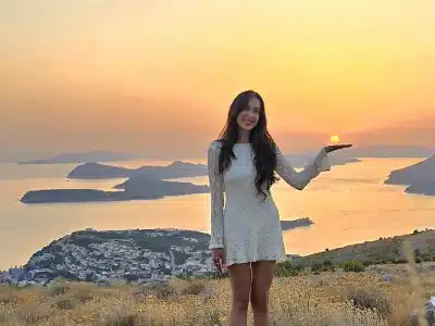 Sunset at Srđ Mountain – Girl Holding the Sun Above the Elaphiti Islands