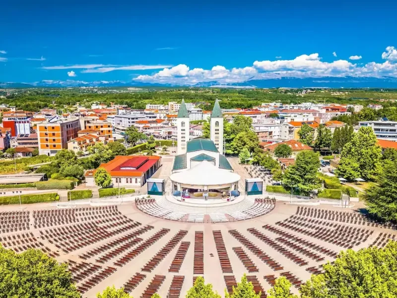 Panoramic view of St. James Church in Medjugorje, Bosnia and Herzegovina