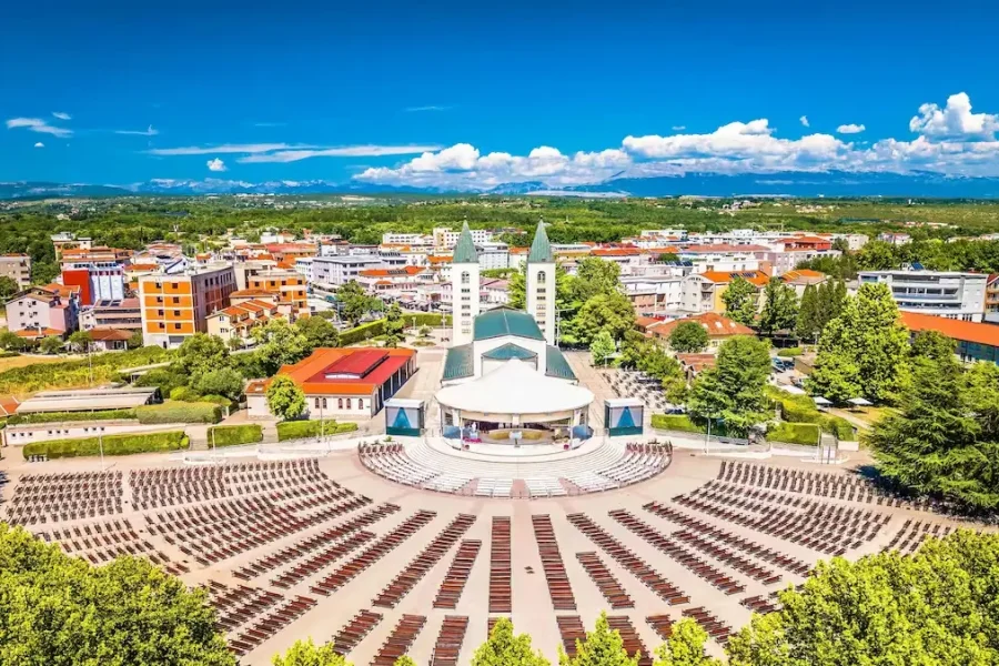 Panoramic view of St. James Church in Medjugorje, Bosnia and Herzegovina