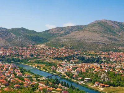 Trebinje Panorama – Trebišnjica River & Arslanagić Bridge View from Hercegovačka Gračanica